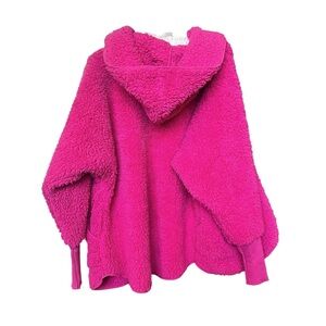 Nordic Beach hot pink fluffy hooded jacket